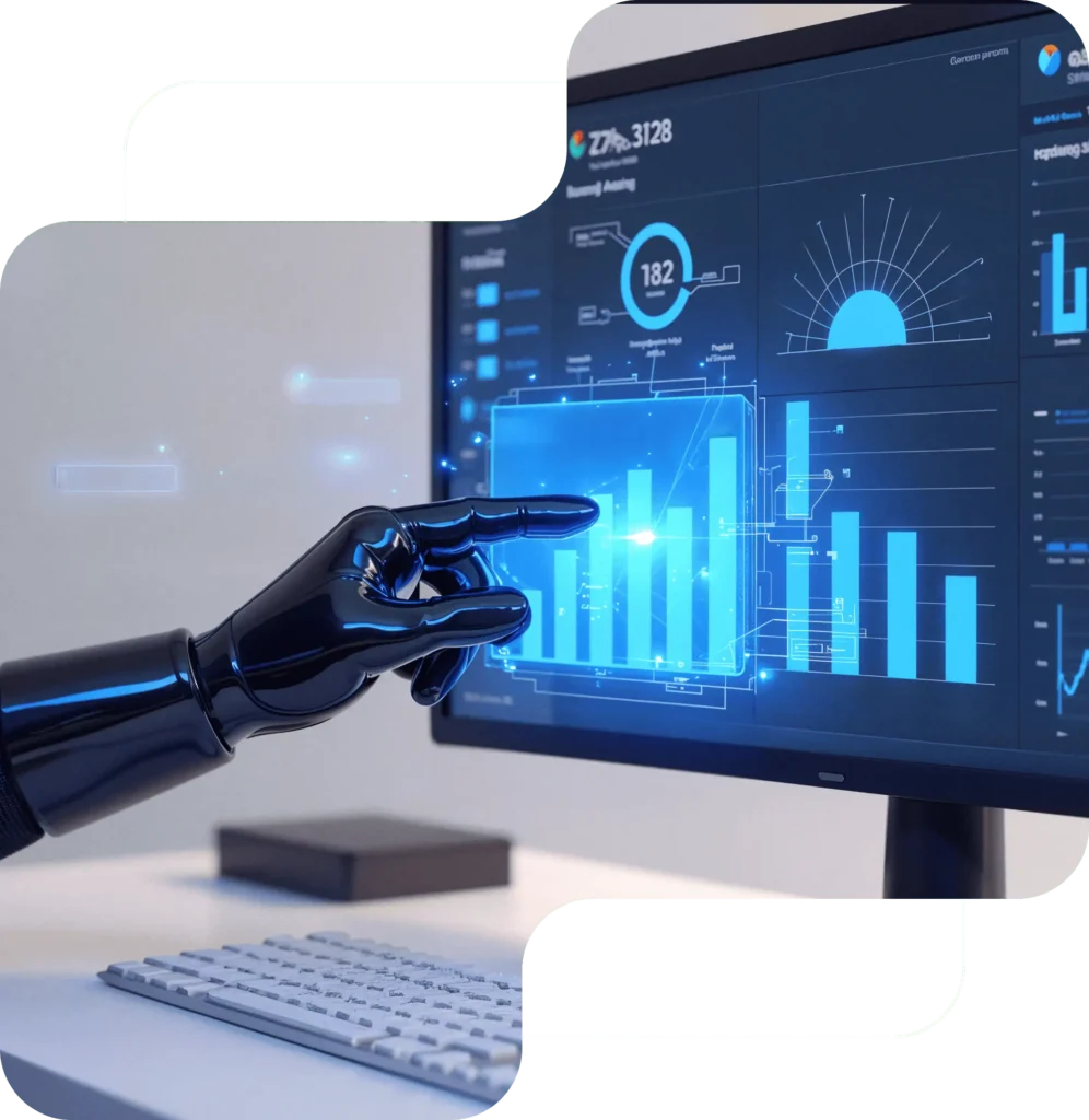 robotic hand on screen